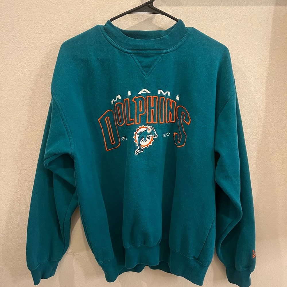 Lee Sports Miami Dolphins Embroidered Crewneck Sweater